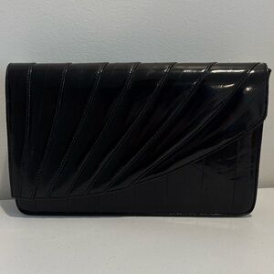 EEL SKIN purse vintage hard shell convertible purse black lined interior